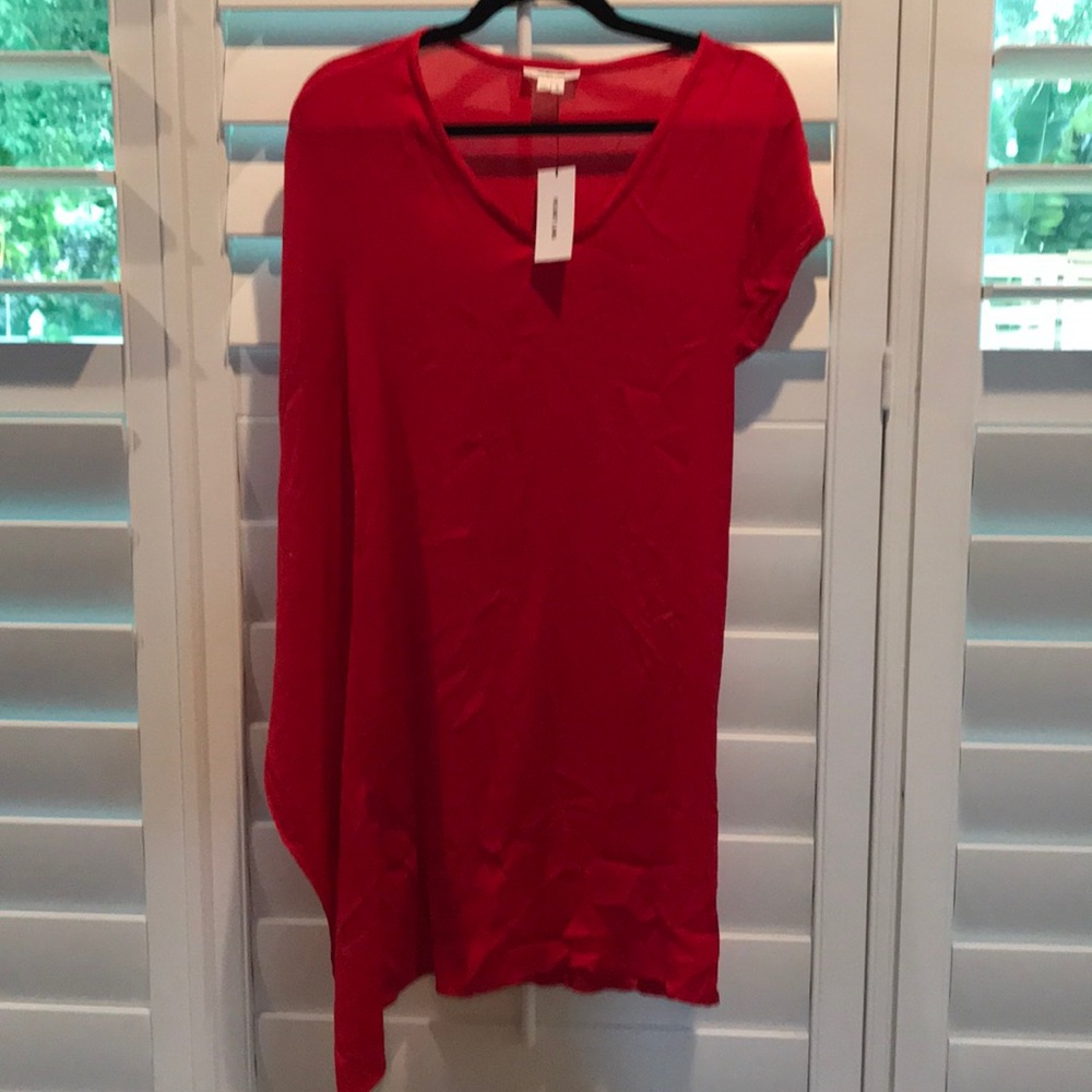 Helmut Lang knee length venom red winged dress